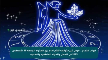 أبواب النجاح.. فرص غير متوقعة تفتح أمام برج العذراء الجمعة 29 أغسطس 2025 في العمل والحياة العاطفية والصحية